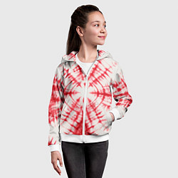 Толстовка на молнии детская Тай-дай бело-красный, цвет: 3D-белый — фото 2