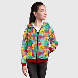 Толстовка на молнии детская Разноцветные монстрики, цвет: 3D-красный — фото 2