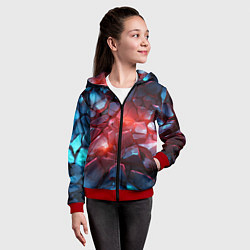 Толстовка на молнии детская Синие камни с красным светом, цвет: 3D-красный — фото 2