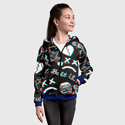 Толстовка на молнии детская Lil Peep logo glitch, цвет: 3D-синий — фото 2