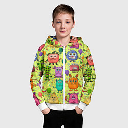 Толстовка на молнии детская Цветные монстрики, цвет: 3D-белый — фото 2