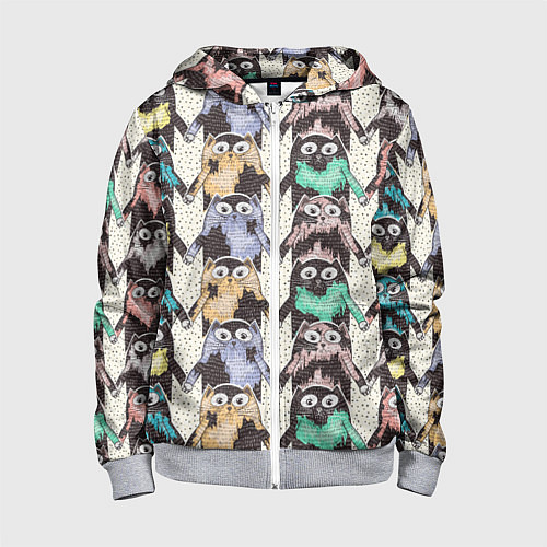 Детская толстовка на молнии Мультяшные котики / 3D-Меланж – фото 1