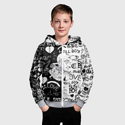 Толстовка на молнии детская Lii Peep pattern rap, цвет: 3D-меланж — фото 2