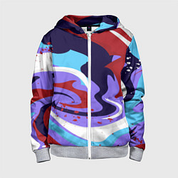 Толстовка на молнии детская Клякса абстракция, цвет: 3D-меланж