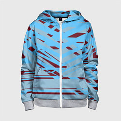 Толстовка на молнии детская Геометрическая абстракция сине голубого цвета, цвет: 3D-меланж
