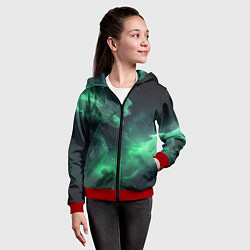 Толстовка на молнии детская Зелёная космическая туманность, цвет: 3D-красный — фото 2