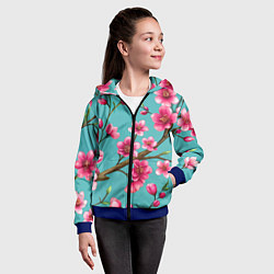 Толстовка на молнии детская Ветка розовой сакуры, цвет: 3D-синий — фото 2