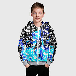 Толстовка на молнии детская Marshmello fire, цвет: 3D-меланж — фото 2