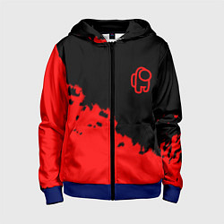 Толстовка на молнии детская Among us красные краски, цвет: 3D-синий