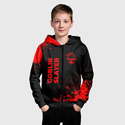 Толстовка на молнии детская Goblin Slayer - red gradient вертикально, цвет: 3D-черный — фото 2
