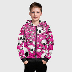 Толстовка на молнии детская Черепа в бордовой траве, цвет: 3D-черный — фото 2