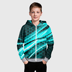 Толстовка на молнии детская Неоновая броня абстракция, цвет: 3D-меланж — фото 2