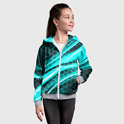 Толстовка на молнии детская Неоновая броня абстракция, цвет: 3D-меланж — фото 2