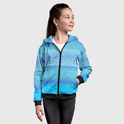 Толстовка на молнии детская Синие и белые волны, цвет: 3D-черный — фото 2