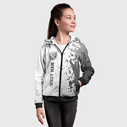 Толстовка на молнии детская West Ham - white gradient по-вертикали, цвет: 3D-черный — фото 2