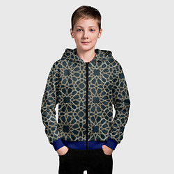 Толстовка на молнии детская Геометрический паттерн арабеска, цвет: 3D-синий — фото 2