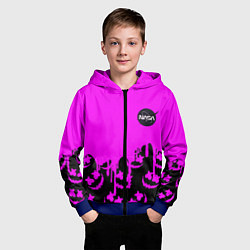 Толстовка на молнии детская Marshmello neon nasa, цвет: 3D-синий — фото 2