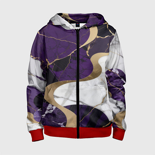 Детская толстовка на молнии Фиолетовый с белым и золотым / 3D-Красный – фото 1
