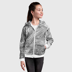 Толстовка на молнии детская Текстура дерева - абстракция, цвет: 3D-белый — фото 2