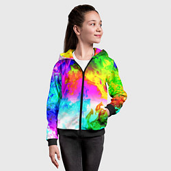 Толстовка на молнии детская Неоново кислотный огонь, цвет: 3D-черный — фото 2