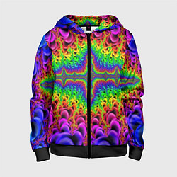 Толстовка на молнии детская Фрактальный узор психоделика, цвет: 3D-черный