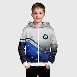 Толстовка на молнии детская BMW geometry nano, цвет: 3D-белый — фото 2