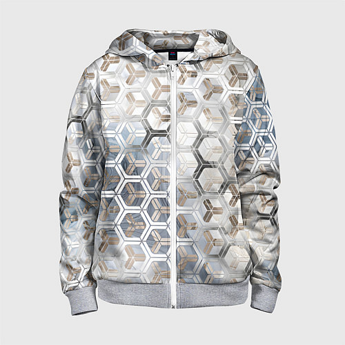 Детская толстовка на молнии Зеркальные соты с переливами света / 3D-Меланж – фото 1