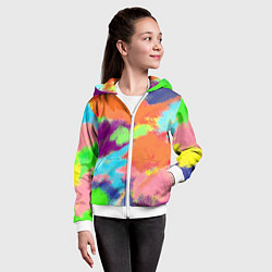 Толстовка на молнии детская Яркие пятна мелками - текстура, цвет: 3D-белый — фото 2