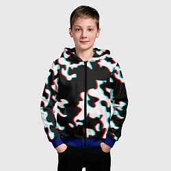 Толстовка на молнии детская Камуфляж глитч, цвет: 3D-синий — фото 2