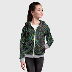 Толстовка на молнии детская Геометрический неоновый лабиринт, цвет: 3D-меланж — фото 2