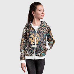 Толстовка на молнии детская Лев с узорами и цветами, цвет: 3D-белый — фото 2