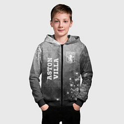 Толстовка на молнии детская Aston Villa - grey gradient вертикально, цвет: 3D-черный — фото 2