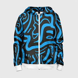 Толстовка на молнии детская Хаотичные синие полосы, цвет: 3D-белый