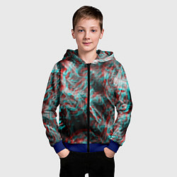 Толстовка на молнии детская Дым из вейпа глитч, цвет: 3D-синий — фото 2