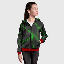 Толстовка на молнии детская Лучи неон абстракция, цвет: 3D-красный — фото 2