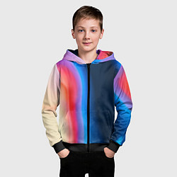 Толстовка на молнии детская Неоновый градиент разводы, цвет: 3D-черный — фото 2