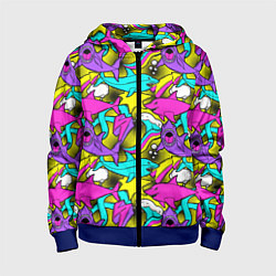 Детская толстовка на молнии Цветные акулы паттерн