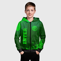 Толстовка на молнии детская Inter - green gradient вертикально, цвет: 3D-черный — фото 2