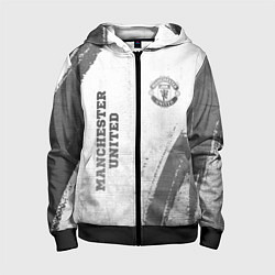 Толстовка на молнии детская Manchester United - white gradient вертикально, цвет: 3D-черный