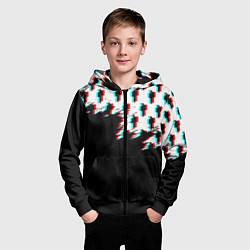 Толстовка на молнии детская Billie Eilish pattern glitch, цвет: 3D-черный — фото 2