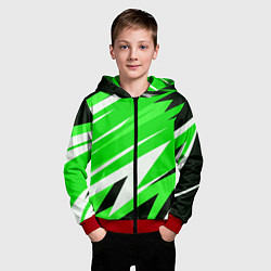 Толстовка на молнии детская Geometry stripes green, цвет: 3D-красный — фото 2