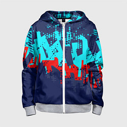Толстовка на молнии детская Красно-синяя абстракция, цвет: 3D-меланж