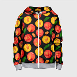 Толстовка на молнии детская Персиковый паттерн, цвет: 3D-меланж