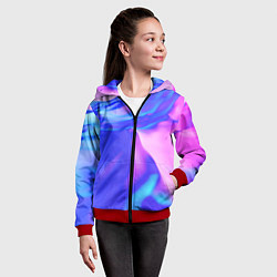Толстовка на молнии детская Неоновая текстура абстракция, цвет: 3D-красный — фото 2