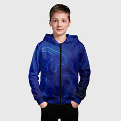 Толстовка на молнии детская Синяя топография, цвет: 3D-синий — фото 2