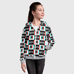 Толстовка на молнии детская BTS glitch pattern, цвет: 3D-меланж — фото 2