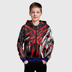 Толстовка на молнии детская Красный и черный абстрактный фон, цвет: 3D-синий — фото 2