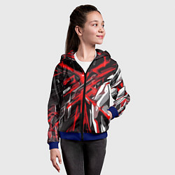 Толстовка на молнии детская Красный и черный абстрактный фон, цвет: 3D-синий — фото 2