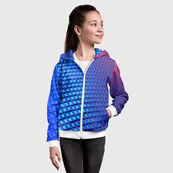 Толстовка на молнии детская Неоновая клетка текстура, цвет: 3D-белый — фото 2