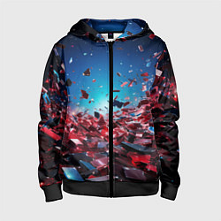 Толстовка на молнии детская Осколки плит в движении, цвет: 3D-черный